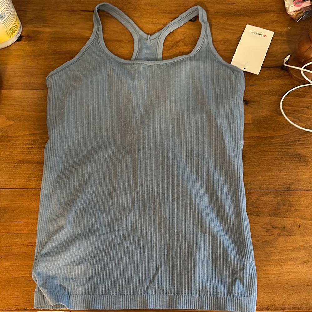 Blue Ribbed Tank Top